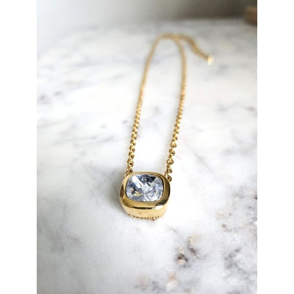 Tahari Gold-Tone Necklace Pillow Cut Sparkling Crystal